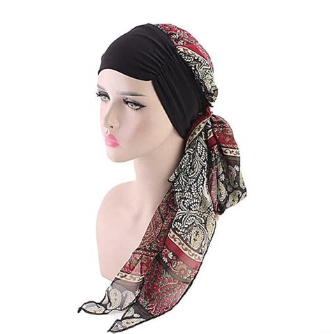 Muslim Women Headscarf Floral Print Islamic Turban Arab Hijab Hair Loss