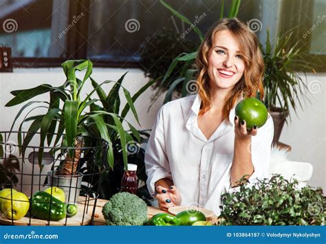 Girl Enjoys Healthy Food Stock Image Image Of Diet 103864187
