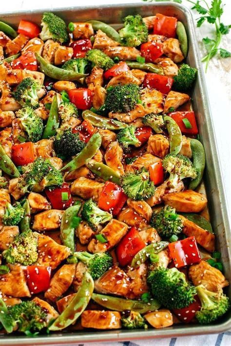 Bake at 200° c/390°f for approx. Sheet Pan Sesame Chicken and Veggies - vedette doucet