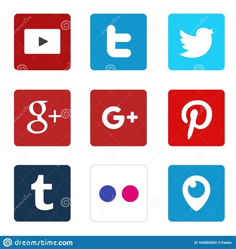 Conjunto De Logos De Medios Sociales Populares Fotografía Editorial