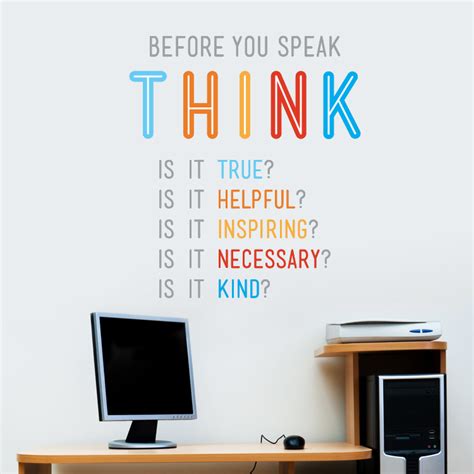 Think Before You Speak Quote Printed Wall Decals