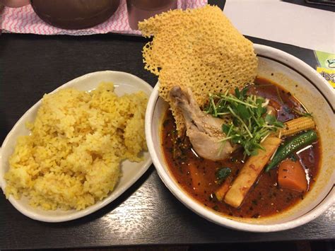 Originated in sapporo, hokkaido, a northernmost island of japan, soup curry is a light curry flavored soup served with tender chicken chicken and colorful. Chicken soup curry at Sapporo Dominica, yaesu | スープカレー、チキン ...