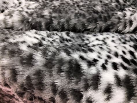 Snow Leopard Faux Fur Fabric White And Black 15 Cm Pile Fake Etsy