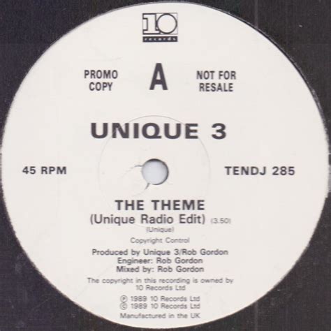 Unique 3 The Theme Vinyl Records Lp Cd On Cdandlp