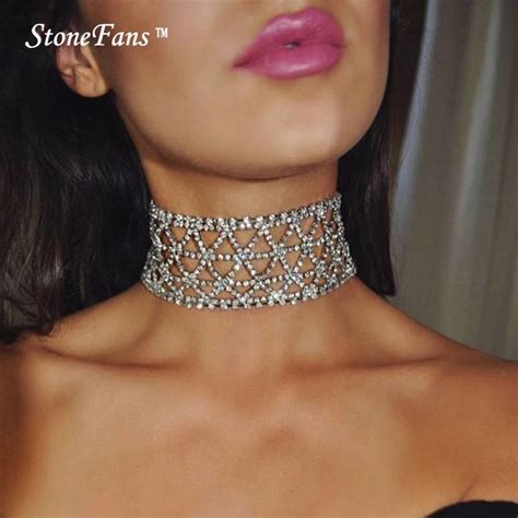 Stonefans Rhinestone Choker Crystal Geometric Statement Necklace 2018 Big Luxury Chokers