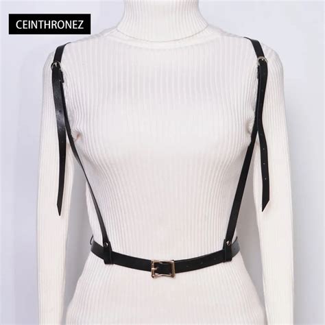 Gothic Suspender Women Leather Harness Sexy Punk Cross Sculpting Body