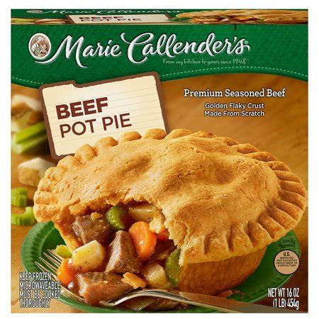 This easy to prepare frozen pie makes for a warm, hearty meal anywhere and anytime. Marie Callender's Frozen Pot Pie Dinner, Beef, 16 Ounce ...