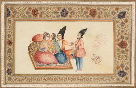 bonhams three qajar erotic miniatures persia 19th century one dated ah 1270 ad 1853 54 3