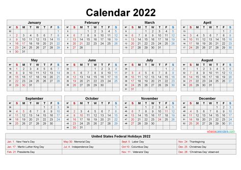 2022 Monthly Calendar Printable With Holidays 2023 Printable Calendars