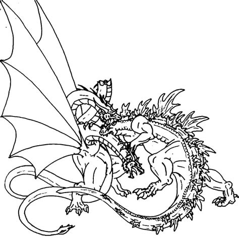 Dibujos De Godzilla Vs Ghidorah Para Colorear Para Colorear Pintar E