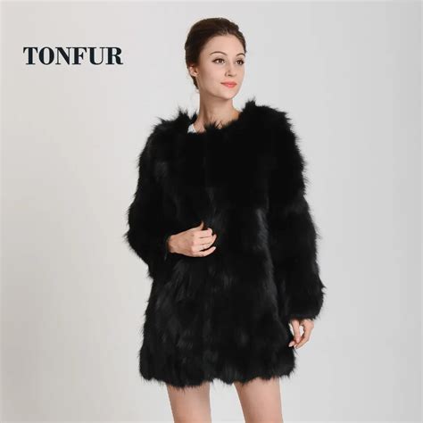 New Arrival Long Genuine Raccoon Fur Coat For Women Fashion Winter Warm