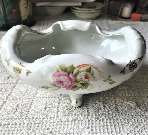 Antique M And Z Austria Bowl Scalloped Porcelain With Rolled Etsy
