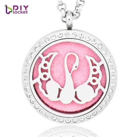 30mm Stainless Steel Perfume Diffuser Locket Necklace Free Chain