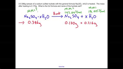 Unknown Hydrate Determination Chemistry Sample Problem Youtube