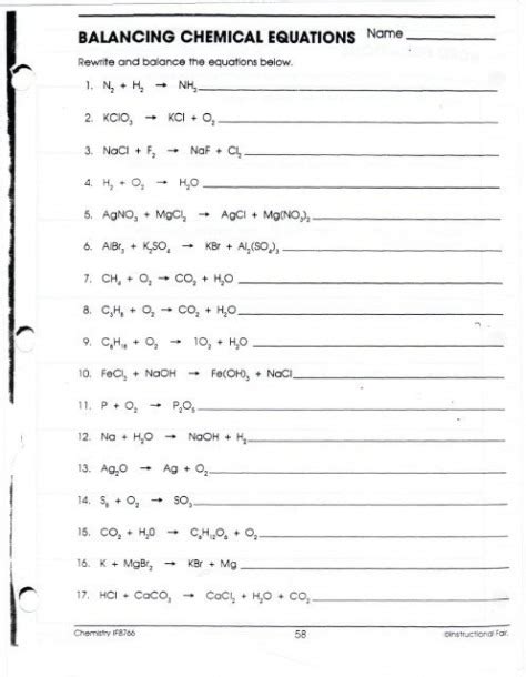 Answers in as fast as 15 minutes. Balancing Chemical Equations Worksheet Answers