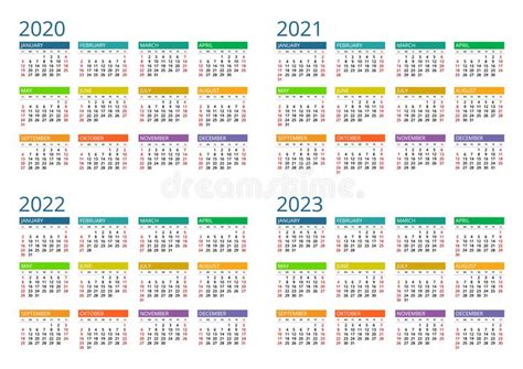 2020 2021 2022 2023 Calendar Print Template Week Starts Sunday