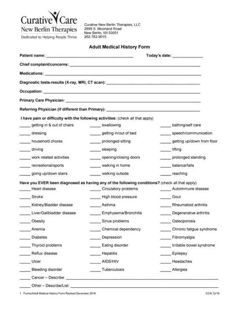 67 Medical History Forms Word Pdf Printable Templates Medical