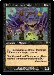 Nov 12, 2019 · it's a flying phyrexian arena! Flight of Ideas 2.0: "Phyrexian Infiltrator:How to lose a Creature for 4 mana"