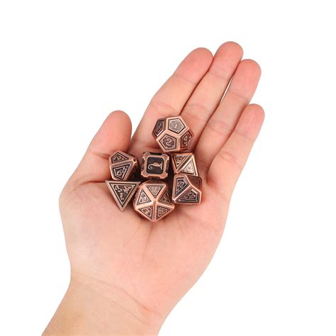 7pcs Set Embossed Heavy Metal Polyhedral Dices Dnd Rpg Mtg Role Playing