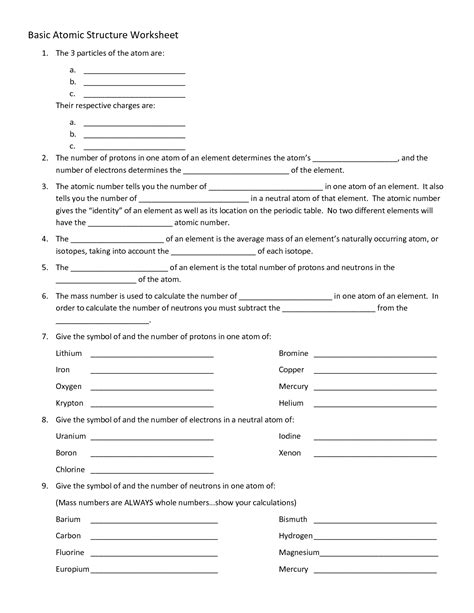 Be sure to place the electrons in the correct orbitals and to fill out the key for the subatomic particles. 12 Best Images of Bohr Model Worksheet - Bohr Model Worksheet Answers, Bohr Diagram Worksheet ...
