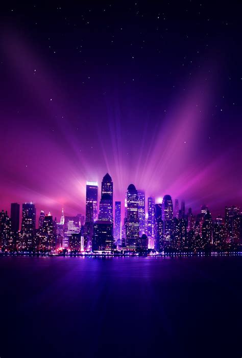 City Of Light Purple City City Wallpaper Purple Wallpaper