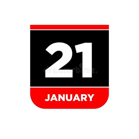 21st January Vector Calendar Page 21 Jan Icon Stock Illustration