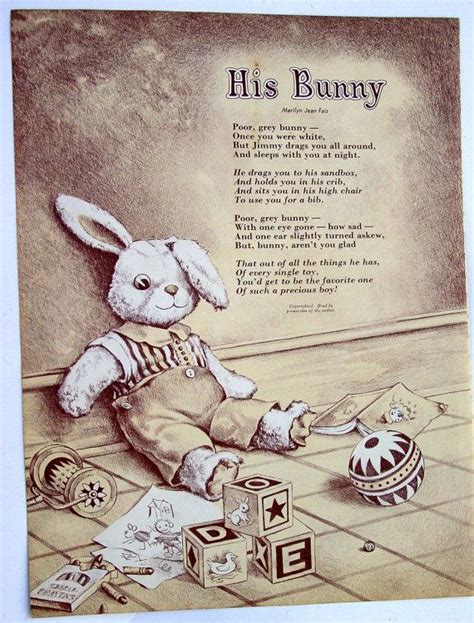 His Bunny Beautifully Illustrated Poem About A Boys Stuffed Animal