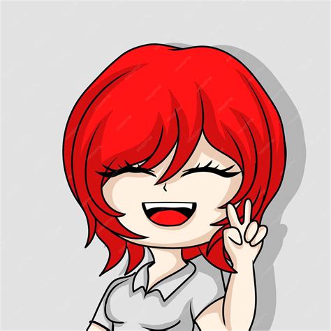 Premium Vector Illustration Art Cute Chibi Girl With Red Hair