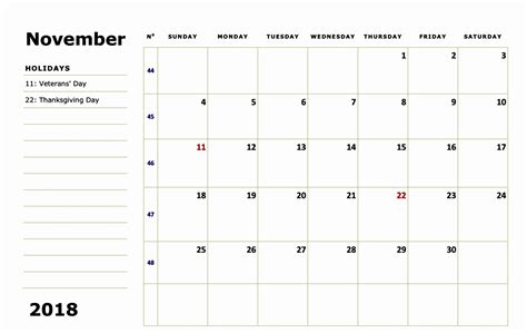 November 2018 Calendar Usa National Holidays Calendar Usa Calendar
