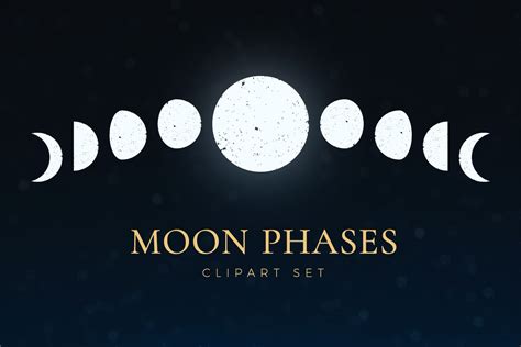 Moon Phases Clipart Set Graphic By Dtcreativelab · Creative Fabrica
