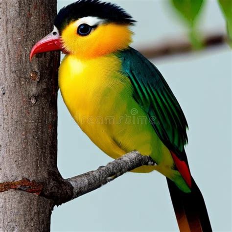 Adorable Colorful Exotic Bird With Red Beak Adorable Colorful Exotic