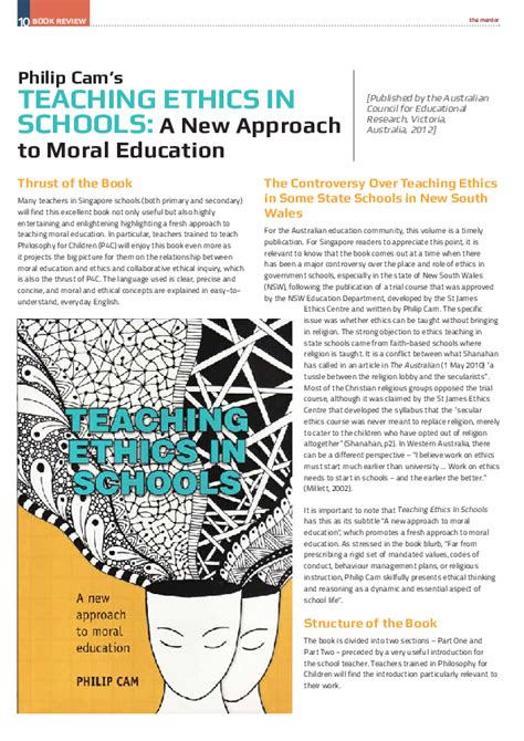 Pdf Teaching Ethics In Schools A New Approach To Moral Education