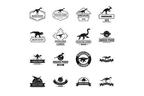 Dinosaur Logo Icons Set Simple Style 367237 Illustrations Design