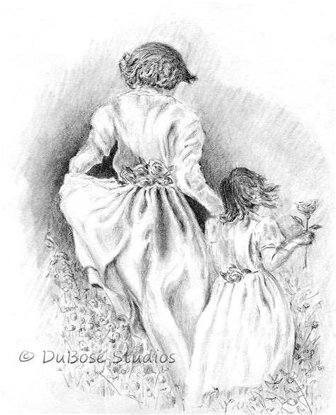 Mother And Daughter Pencil Drawing Drawings In 2019 Pencil Drawings