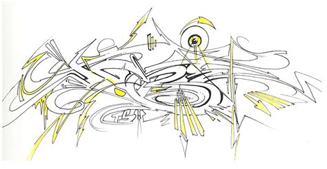 New Graffiti Graffiti Sketches Of Black And White With Yellow Shadow