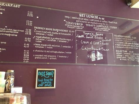 Menu At Naked Soup Cafe Glasgow