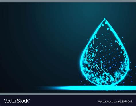 Water Oil Drop Abstract Wire Low Poly Polygonal Vector Image