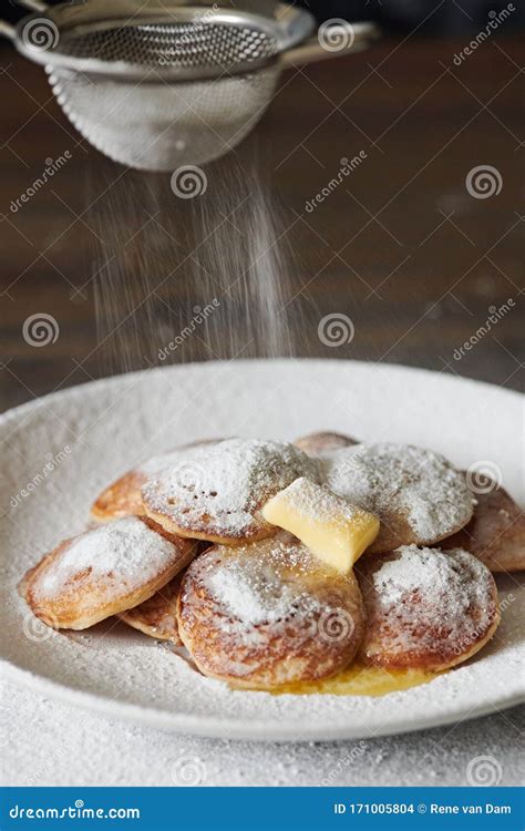 Dutch Mini Pancakes Poffertjes Stock Photo Image Of Butter Homemade