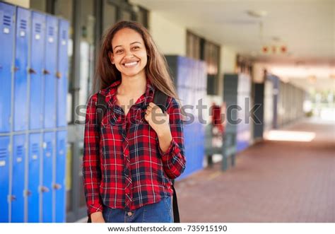 Happy White Teenage Girl Smiling High Stock Photo 735915190 Shutterstock