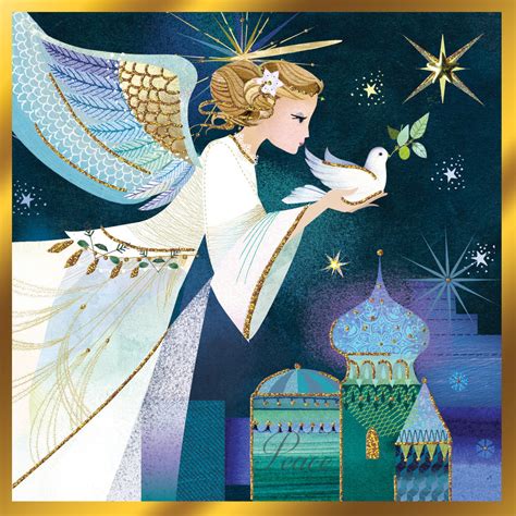 Angel Of Peace Luxury Hand Finished Christmas Greeting Card Cards