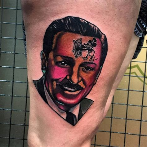 Walt Disney Tattoo On The Right Thigh