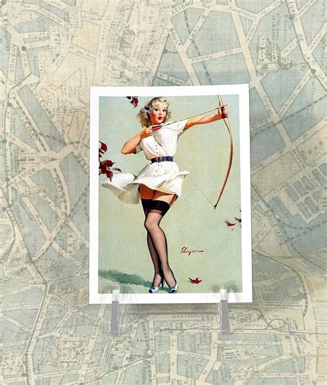 pinup girl w bow and arrow archery magnet repro gil elvgren etsy uk