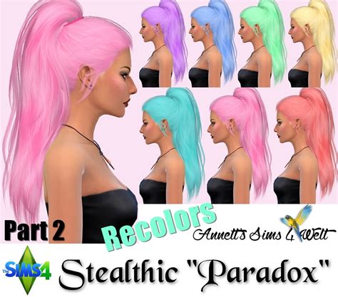 Sims 4 Ccs The Best Stealthic Hair Paradox Recolors By Annett85