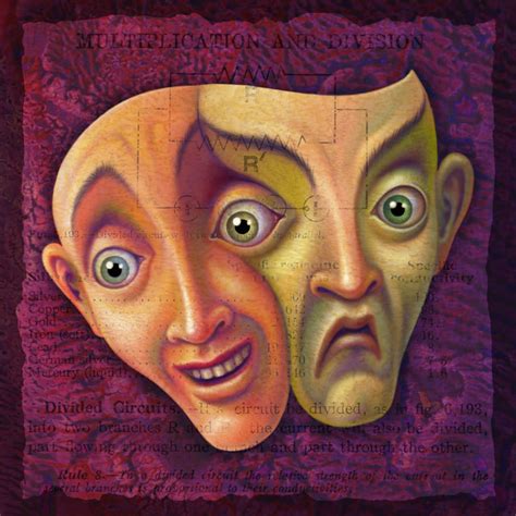 Weird Face Art Print 8x8 Mr Duality Divided Face Or Mask Happy Sad