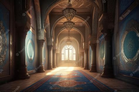 Premium Ai Image Hallway Of Islamic Mosque Interior