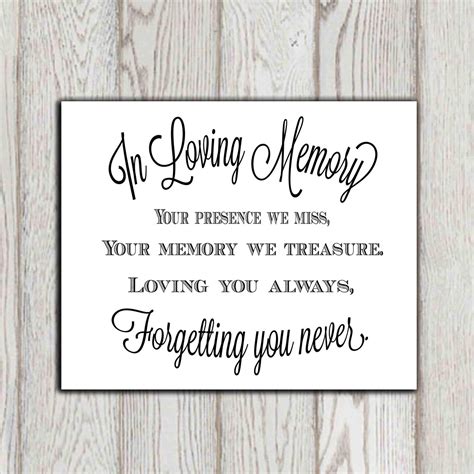 In Loving Memory Of Print Memorial Table Wedding Memorial Sign Etsy