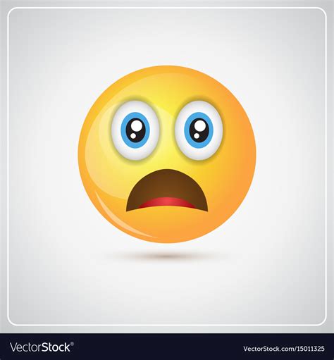Yellow Cartoon Face Shocked People Emotion Icon Vector Image