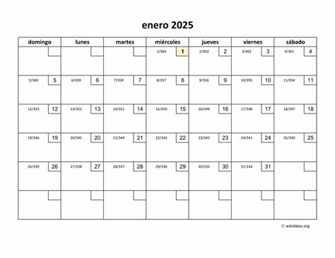 Calendario Enero 2025 De México