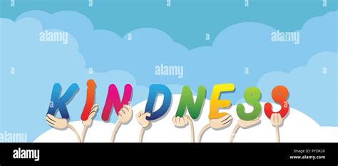 Diverse Hands Holding Letters Of The Alphabet Created The Word Kindness