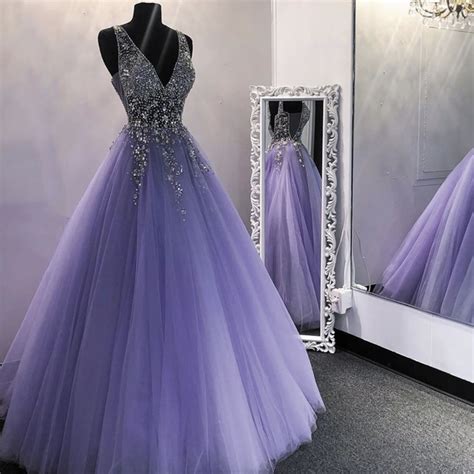 Purple Prom Dresses Lavender Prom Dresses Beaded Prom Dress Vestido